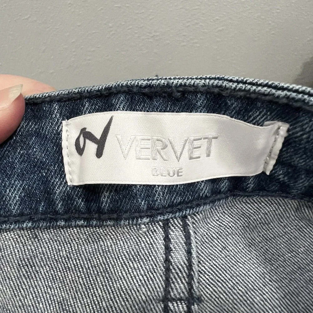 Vervet Distressed High Rise Crop‎ Straight Leg Denim Jeans Sz 30 - Picture 5 of 10